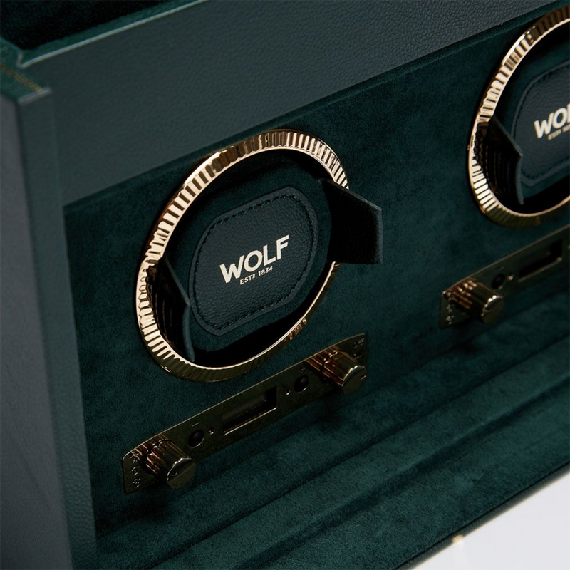 British Racing Green Double Watch Winder With Storage