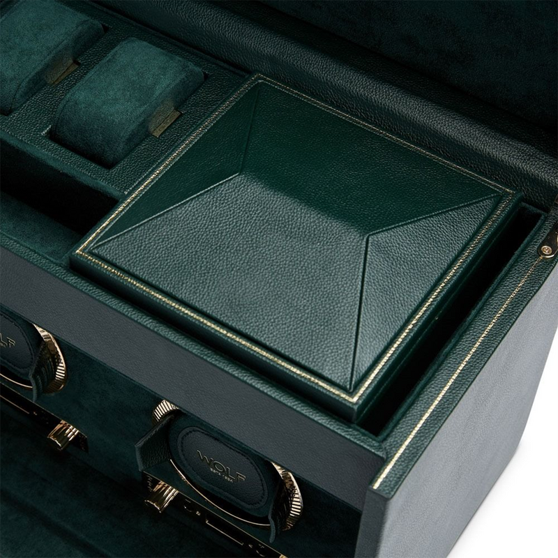British Racing Green Double Watch Winder With Storage