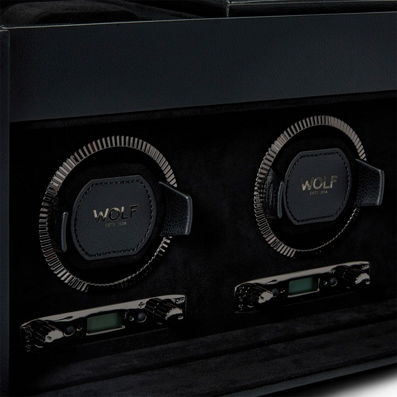 British Racing Black Triple Watch Winder With Storage