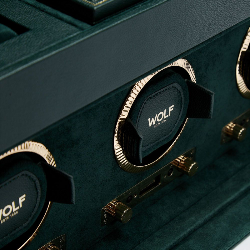 British Racing Green Triple Watch Winder With Storage