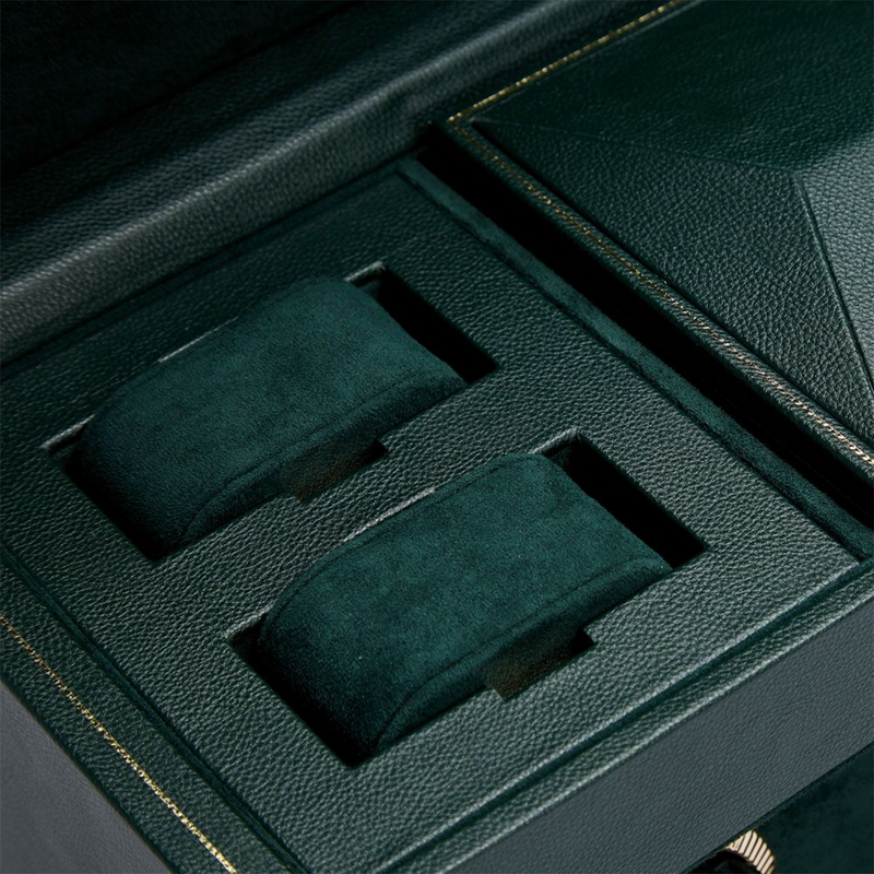 British Racing Green Triple Watch Winder With Storage