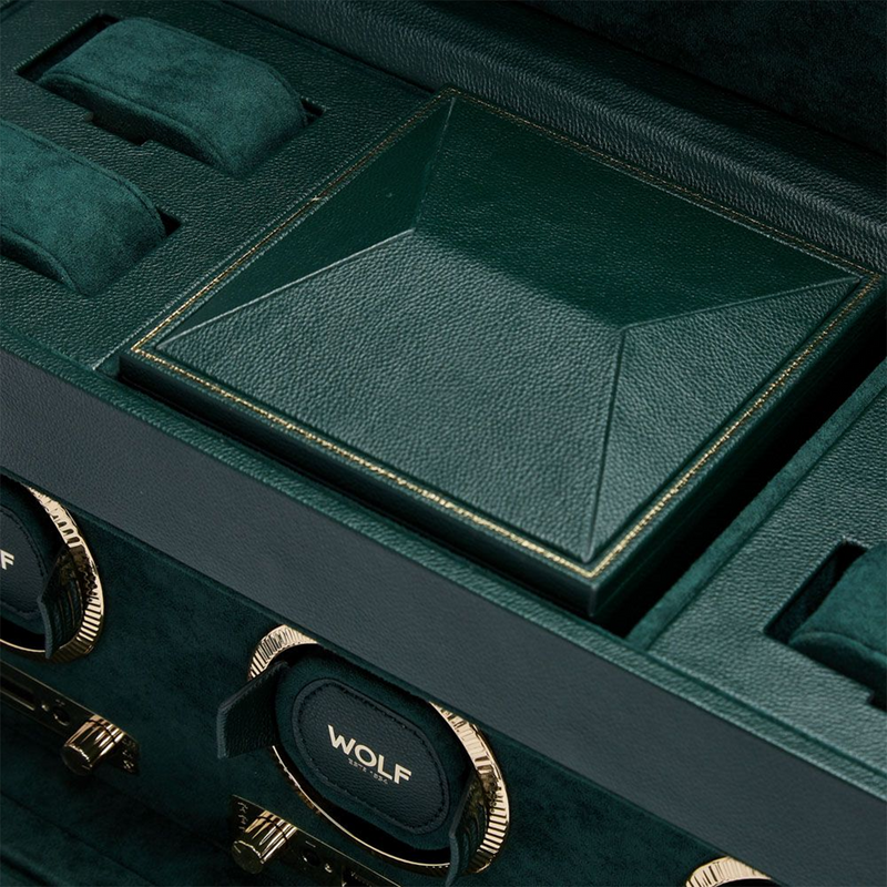 British Racing Green Triple Watch Winder With Storage