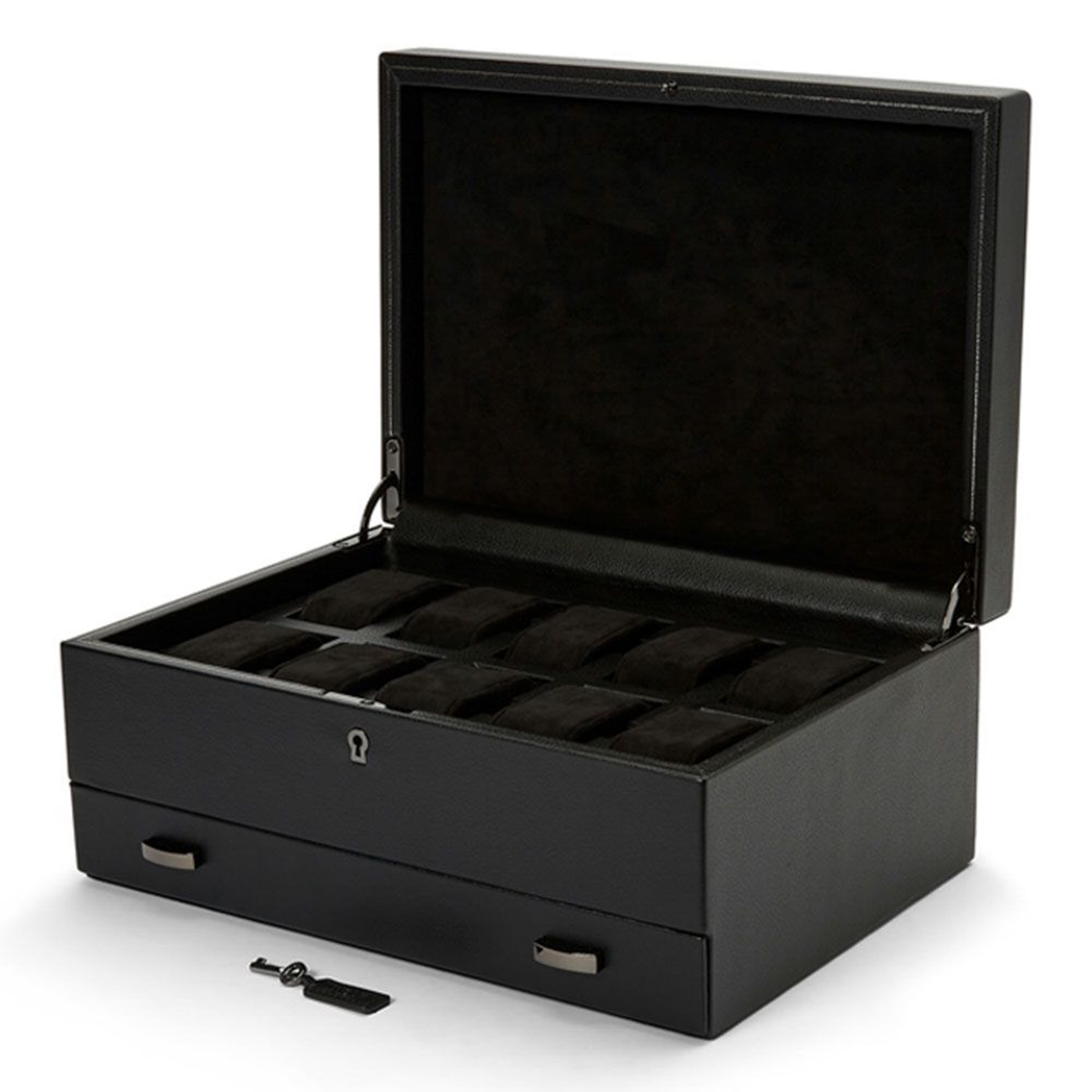 British Racing Black 10 Piece Watch Box With Storage