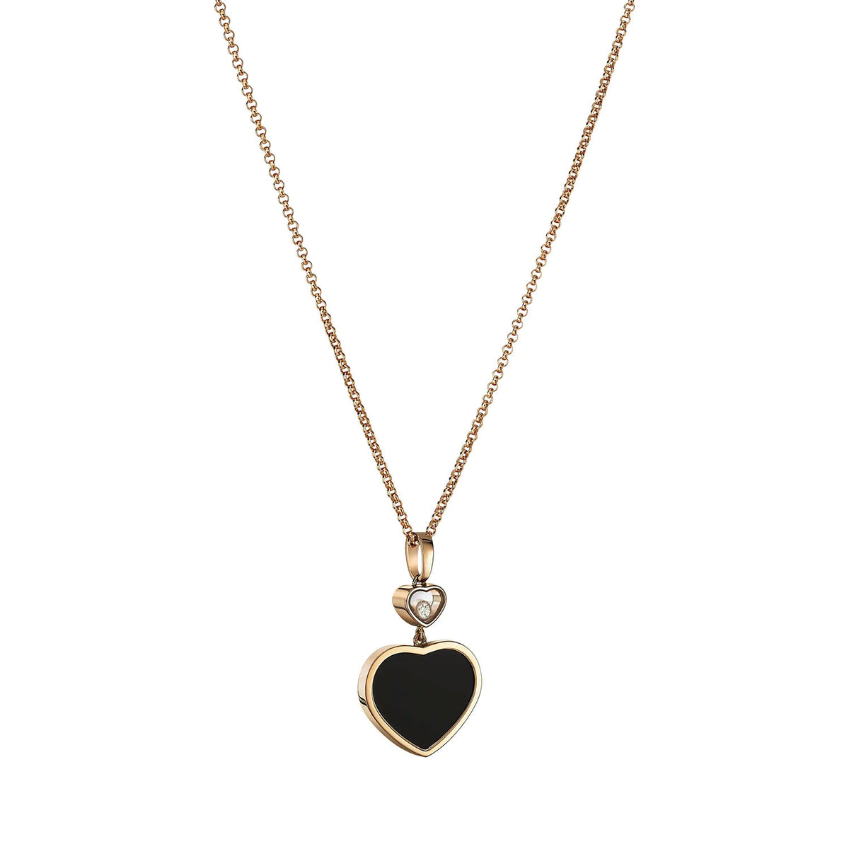 Chopard 18ct Rose Gold Happy Hearts Black Onyx & Diamond Pendant - Berry's Jewellers