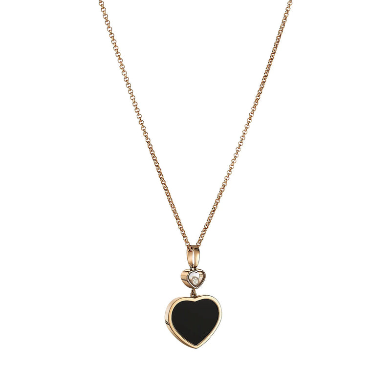 18ct Rose Gold Happy Hearts Black Onyx & Diamond Pendant