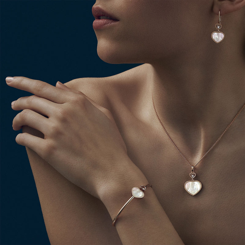 Chopard 18ct Rose Gold Happy Hearts Mother of Pearl & Diamond Pendant - Berry's Jewellers