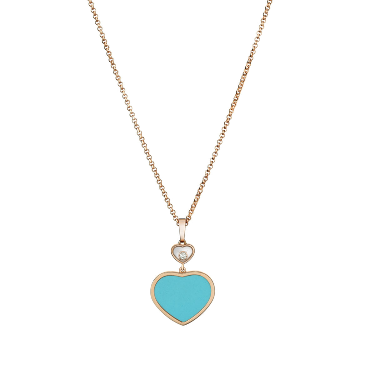 18ct Rose Gold Happy Hearts Turquoise & Diamond Pendant