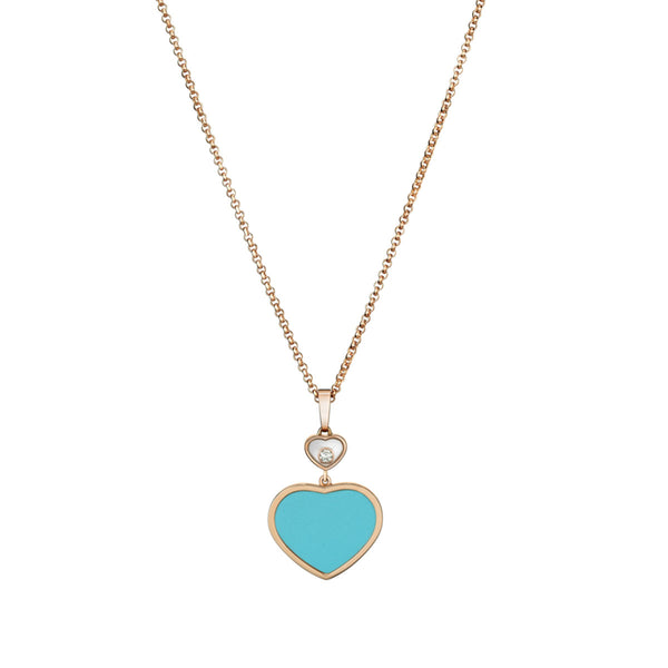 18ct Rose Gold Happy Hearts Turquoise & Diamond Pendant
