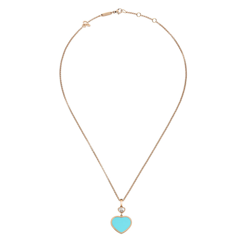 18ct Rose Gold Happy Hearts Turquoise & Diamond Pendant