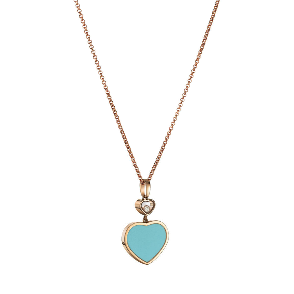18ct Rose Gold Happy Hearts Turquoise & Diamond Pendant