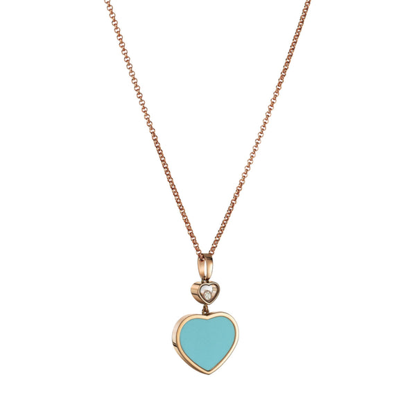 18ct Rose Gold Happy Hearts Turquoise & Diamond Pendant