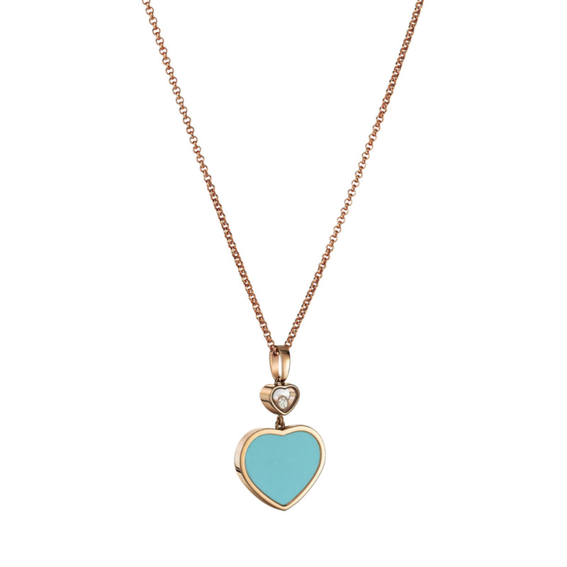 18ct Rose Gold Happy Hearts Turquoise & Diamond Pendant