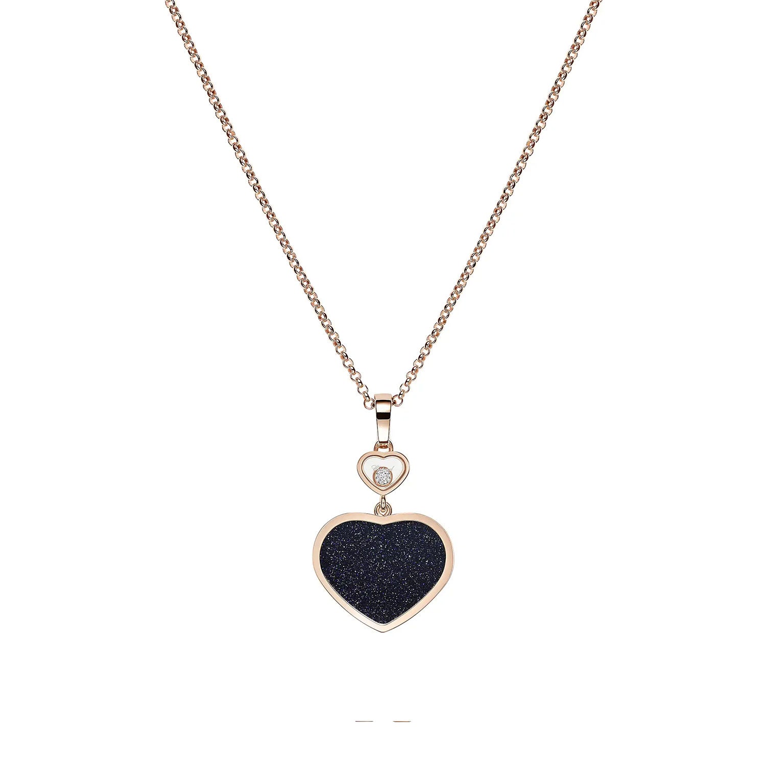 Chopard 18ct Rose Gold Happy Hearts Black Aventurine & Diamond Pendant - Berry's Jewellers