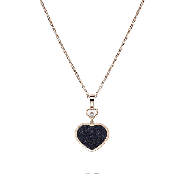 Chopard 18ct Rose Gold Happy Hearts Black Aventurine & Diamond Pendant - Berry's Jewellers