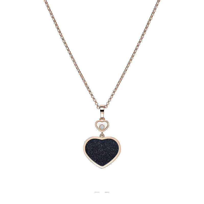 Chopard 18ct Rose Gold Happy Hearts Black Aventurine & Diamond Pendant - Berry's Jewellers