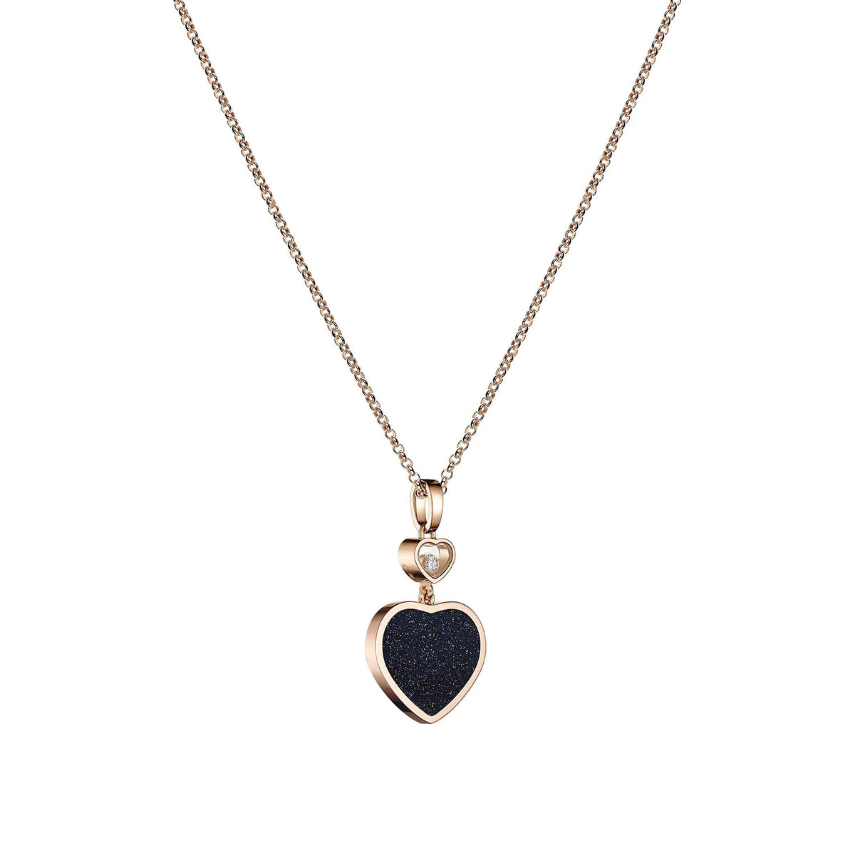 Chopard 18ct Rose Gold Happy Hearts Black Aventurine & Diamond Pendant - Berry's Jewellers