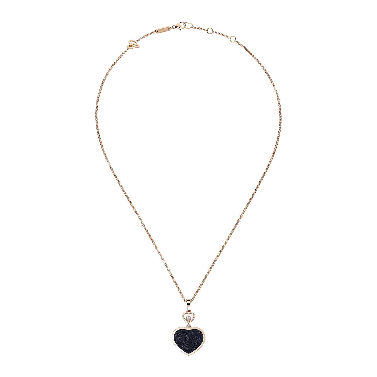 Chopard 18ct Rose Gold Happy Hearts Black Aventurine & Diamond Pendant - Berry's Jewellers