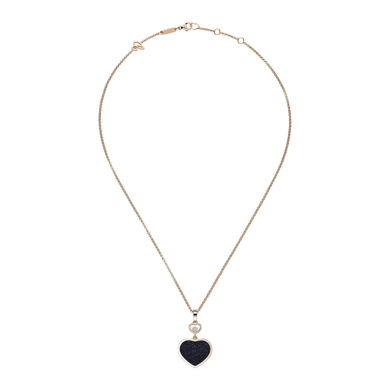 Chopard 18ct Rose Gold Happy Hearts Black Aventurine & Diamond Pendant - Berry's Jewellers