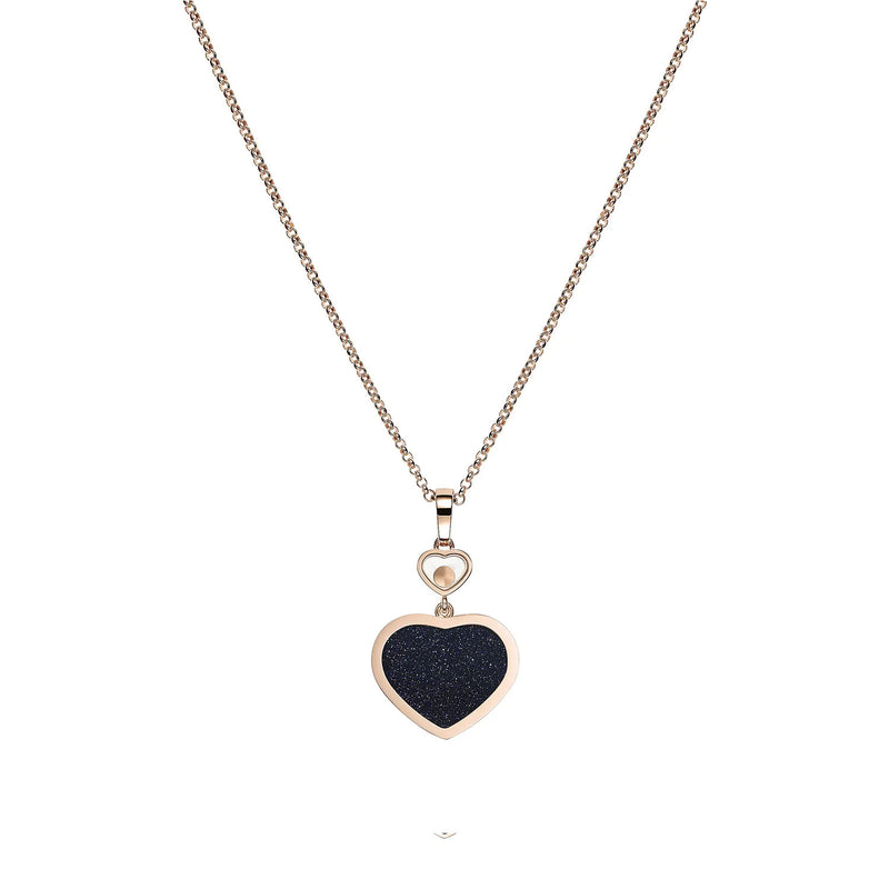 Chopard 18ct Rose Gold Happy Hearts Black Aventurine & Diamond Pendant - Berry's Jewellers