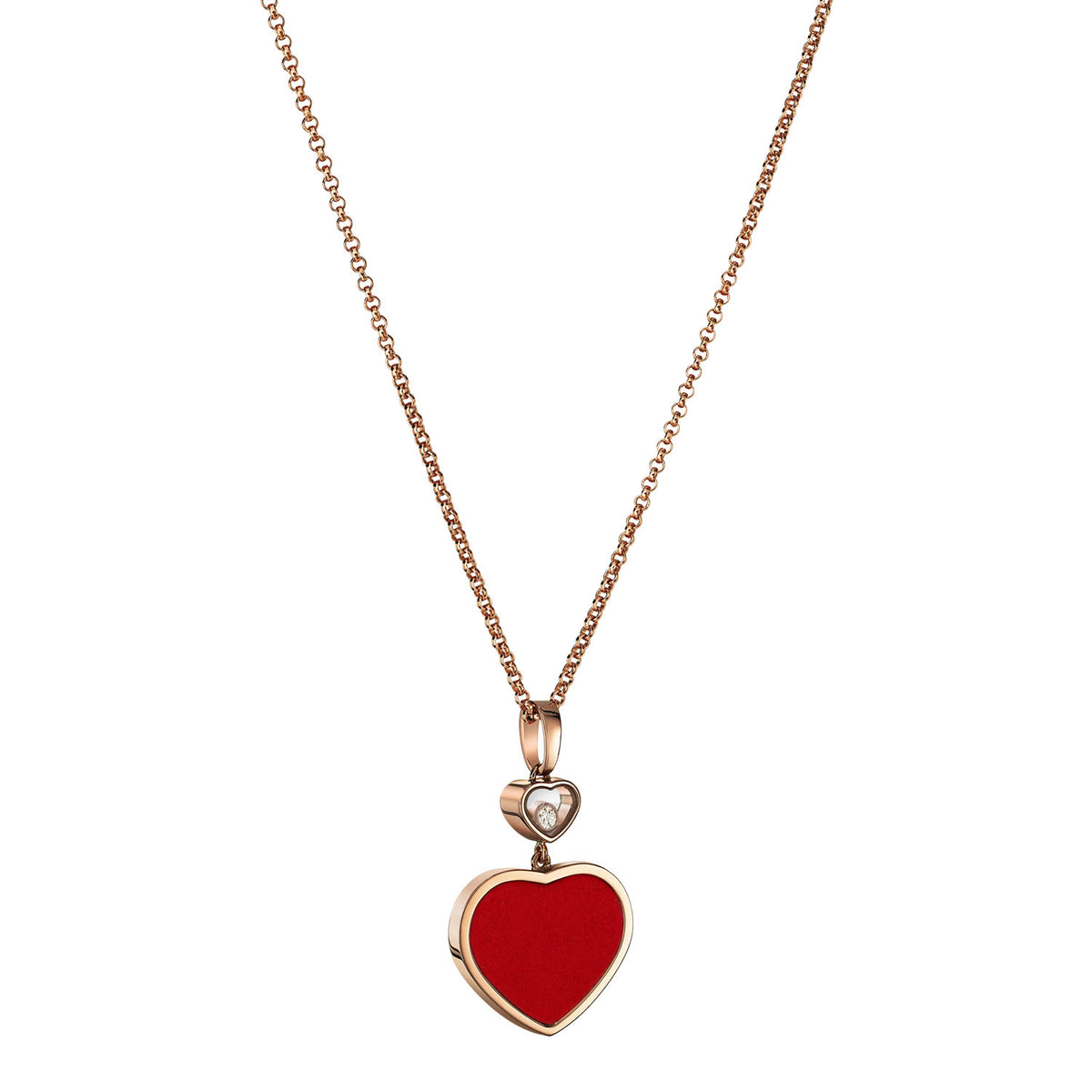 Chopard 18ct Rose Gold Happy Hearts Red Stone Heart & Diamond Pendant - Berry's Jewellers
