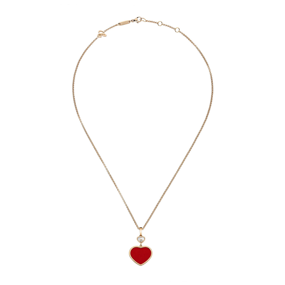 Chopard 18ct Rose Gold Happy Hearts Red Stone Heart & Diamond Pendant - Berry's Jewellers