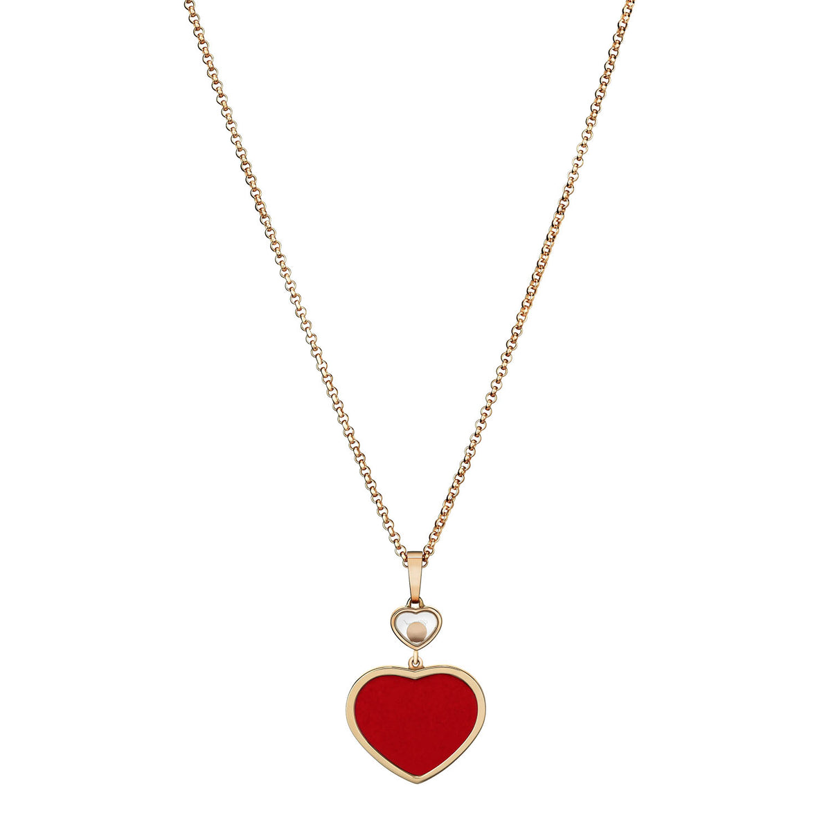Chopard 18ct Rose Gold Happy Hearts Red Stone Heart & Diamond Pendant - Berry's Jewellers