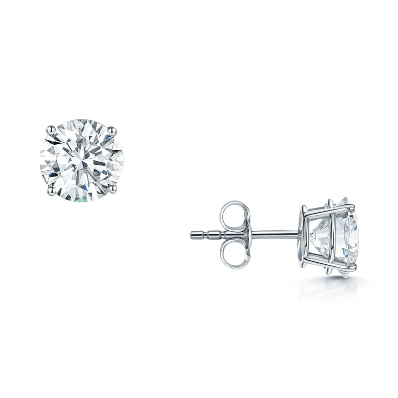 18ct White Gold GIA Certificated Round Brilliant Cut Diamond Stud Earrings