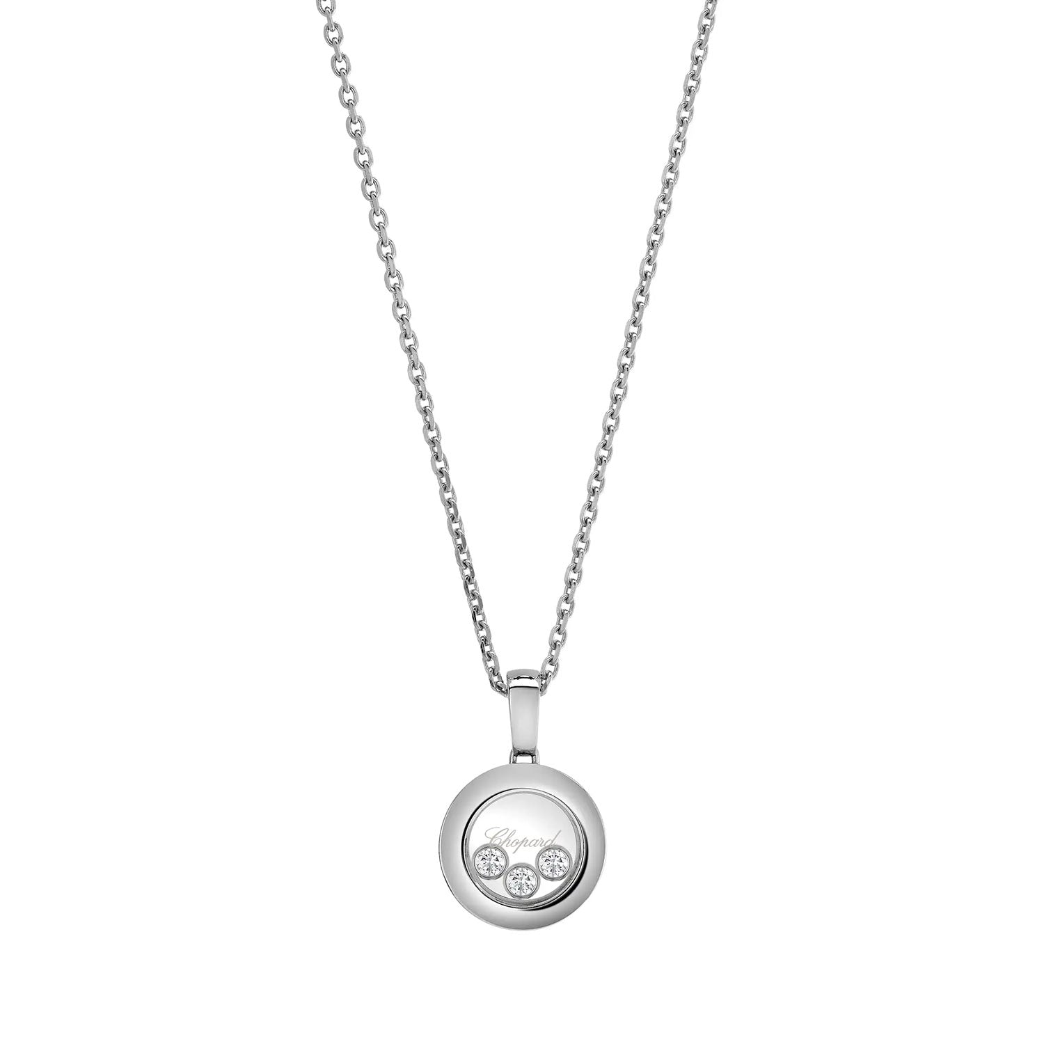 Happy Diamonds Icons 18ct White Gold Three Floating Diamond Round Pendant