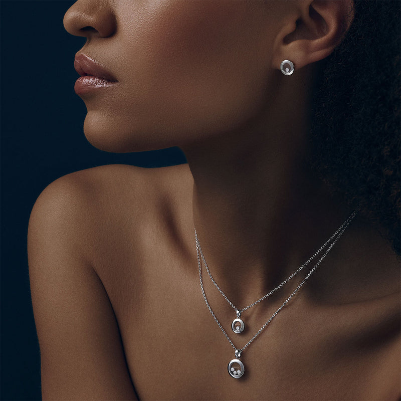 Happy Diamonds Icons 18ct White Gold Three Floating Diamond Round Pendant