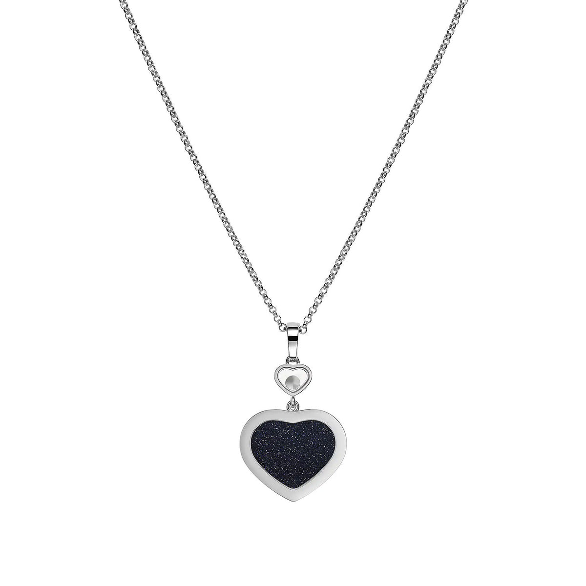 Chopard 18ct White Gold Happy Hearts Blue Aventurine & Diamond Surround Pendant - Berry's Jewellers