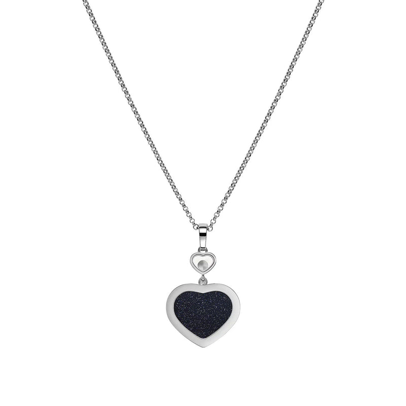 Chopard 18ct White Gold Happy Hearts Blue Aventurine & Diamond Surround Pendant - Berry's Jewellers
