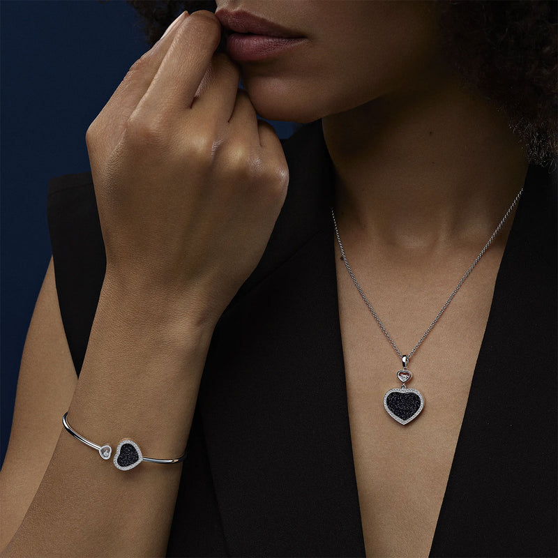 Chopard 18ct White Gold Happy Hearts Blue Aventurine & Diamond Surround Pendant - Berry's Jewellers