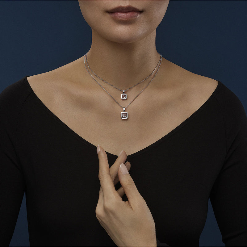 18ct White Gold Happy Three Diamonds Icons Pendant