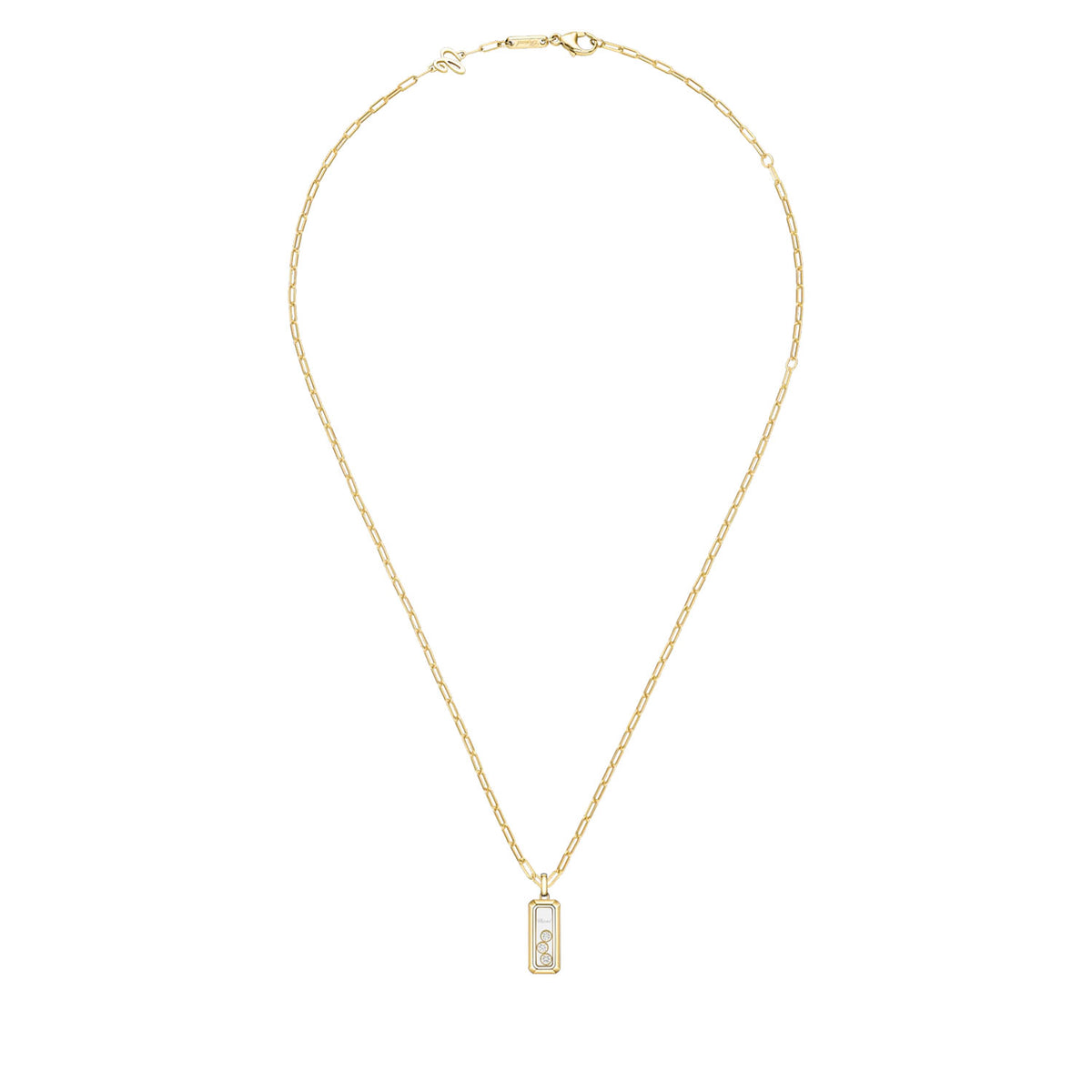Chopard 18ct Yellow Gold Happy Diamonds Rectangular Pendant - Berry's Jewellers