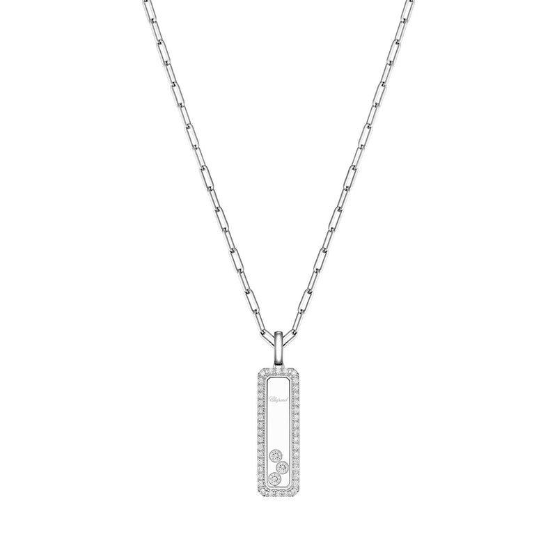 18ct White Gold Happy Diamonds Icons Long Rectangular Diamond Pendant