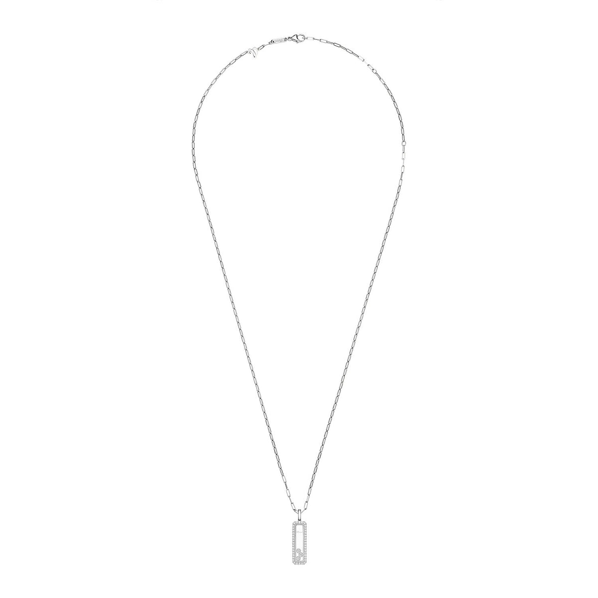 Chopard 18ct White Gold Happy Diamonds Icons Long Rectangular Diamond Pendant - Berry's Jewellers