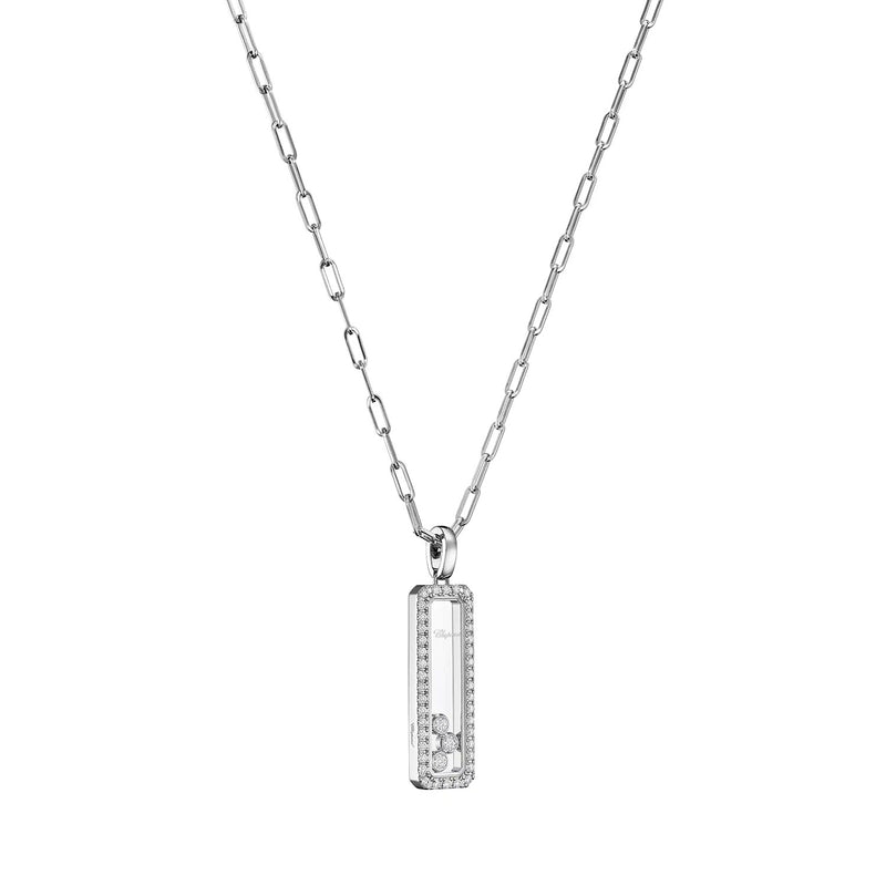 18ct White Gold Happy Diamonds Icons Long Rectangular Diamond Pendant