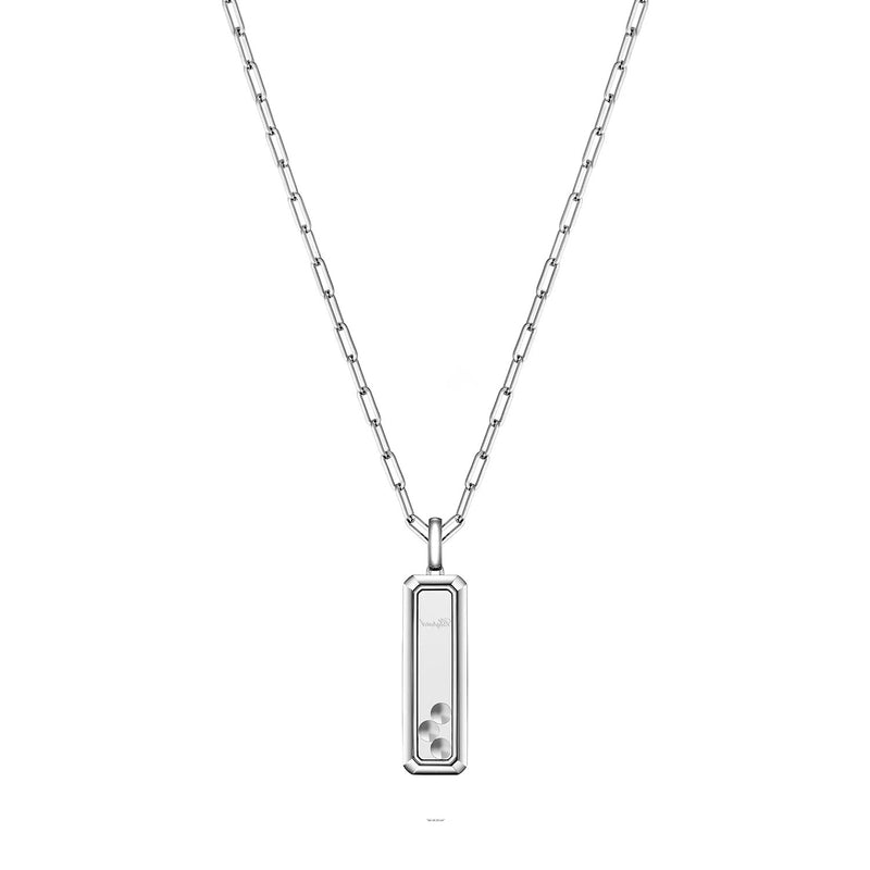 18ct White Gold Happy Diamonds Icons Long Rectangular Diamond Pendant