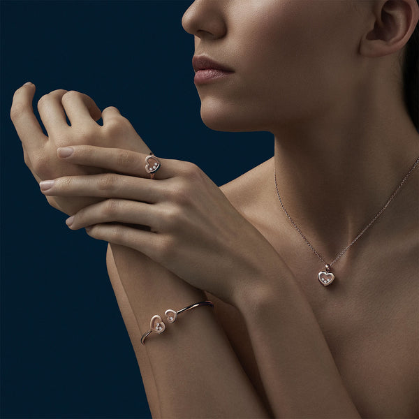 Happy Diamonds Icons 18ct Rose Gold Three Floating Diamond Heart Pendant