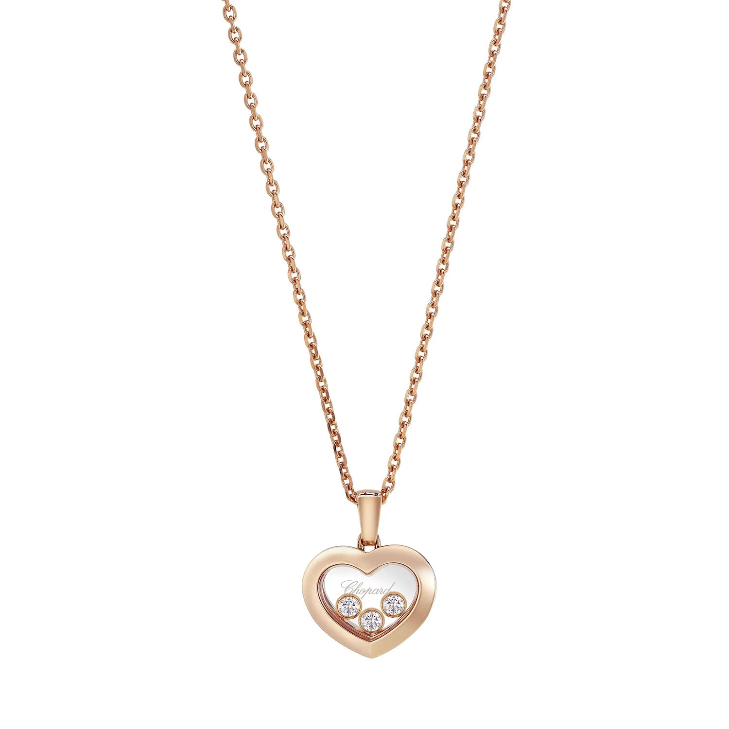 Happy Diamonds Icons 18ct Rose Gold Three Floating Diamond Heart Pendant