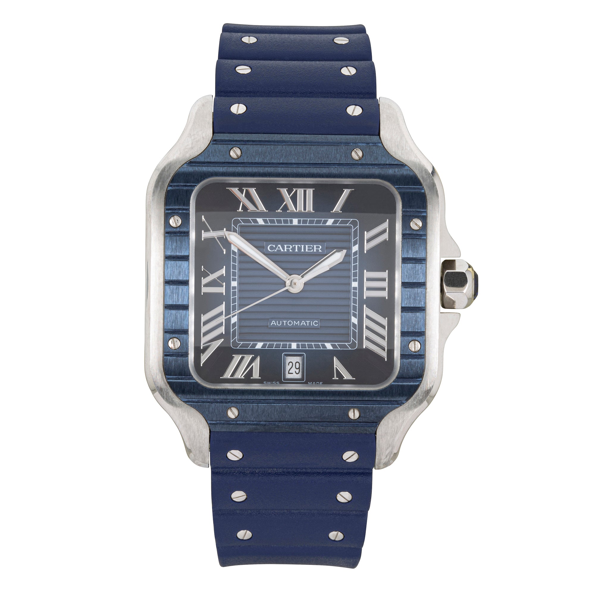 Cartier Santos Large Steel and Blue PVD Watch (2022)