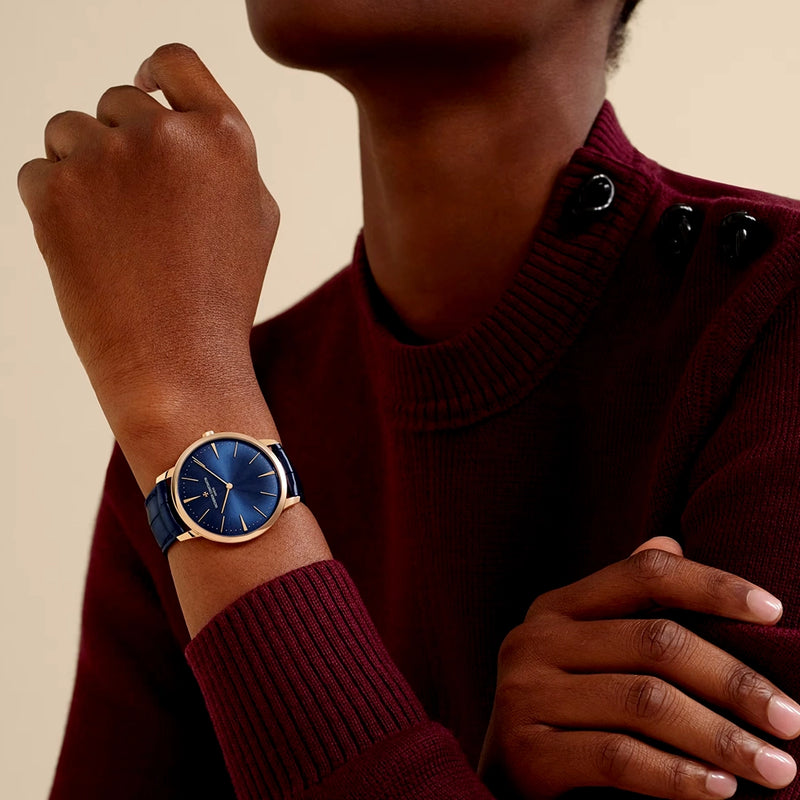 Vacheron Constantin Patrimony Manual-Winding 40mm 18ct Pink Gold Blue Dial Strap Watch - Berry's Jewellers