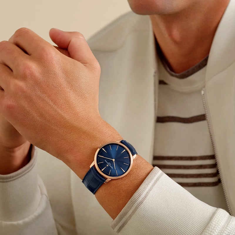 Vacheron Constantin Patrimony Manual-Winding 40mm 18ct Pink Gold Blue Dial Strap Watch - Berry's Jewellers