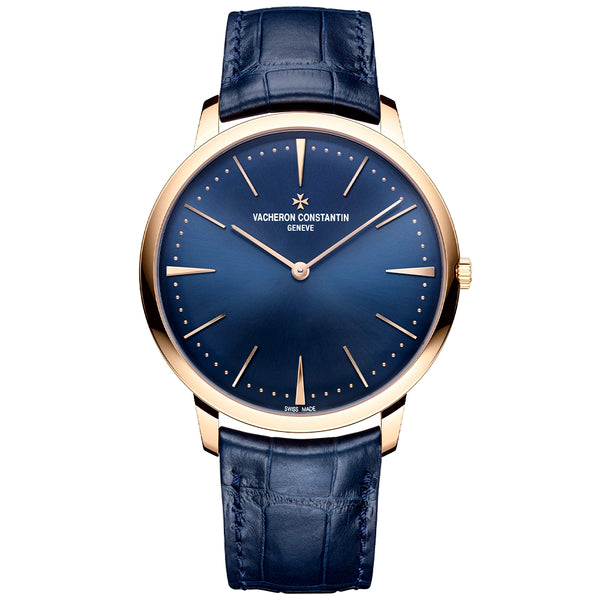 Vacheron Constantin Patrimony Manual-Winding 40mm 18ct Pink Gold Blue Dial Strap Watch - Berry's Jewellers