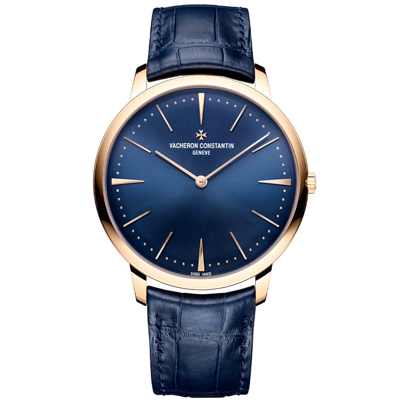 Vacheron Constantin Patrimony Manual-Winding 40mm 18ct Pink Gold Blue Dial Strap Watch - Berry's Jewellers