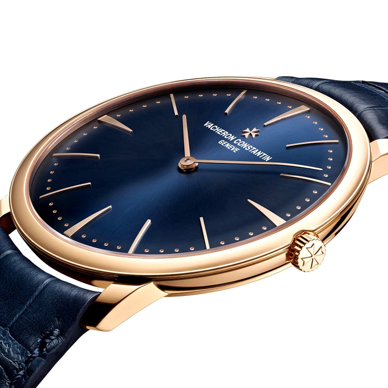 Vacheron Constantin Patrimony Manual-Winding 40mm 18ct Pink Gold Blue Dial Strap Watch - Berry's Jewellers