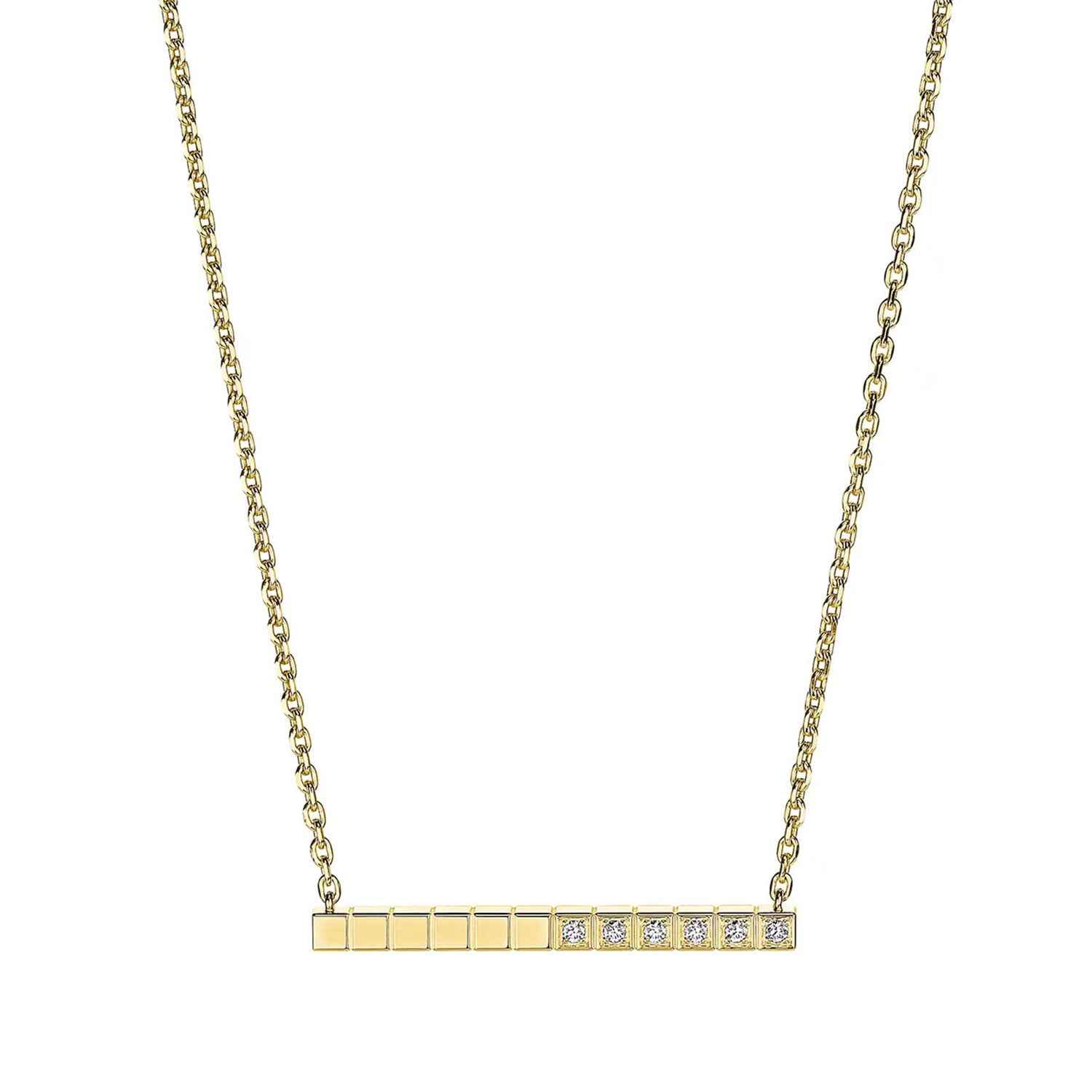 18ct Yellow Gold Ice Cube Part Diamond Set Necklace