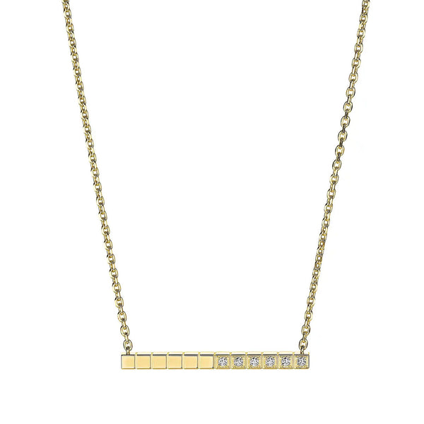 18ct Yellow Gold Ice Cube Part Diamond Set Necklace