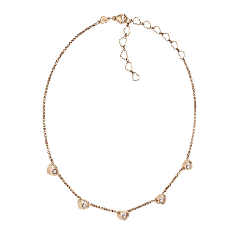 Happy Hearts 5 Coeurs 18ct Rose Gold Necklace