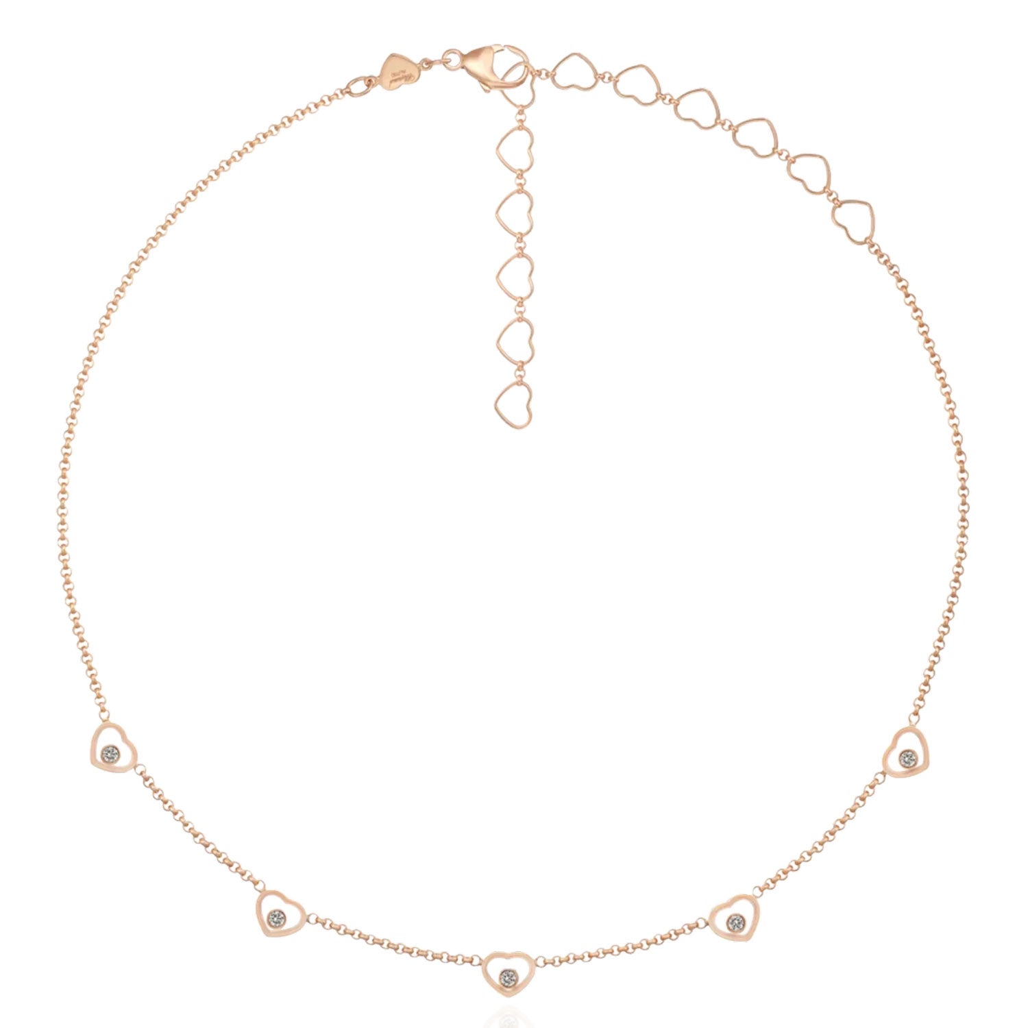 Happy Hearts 5 Coeurs 18ct Rose Gold Necklace